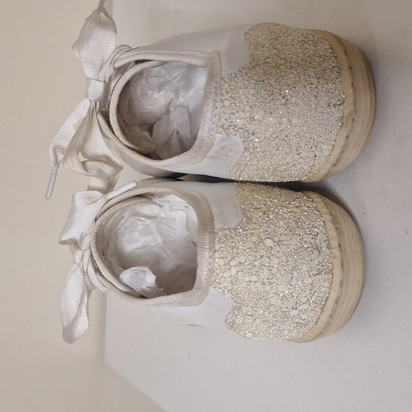 London Sole By Jane Winkwork White Sparkle Toe Ribbon Lace Moochers Size EU 40 - Picture 4 of 7